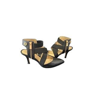WOMEN Black Michael Kors, Midi Strappy, Sandals Pumps Size 7 Heels, Pre-Owned
